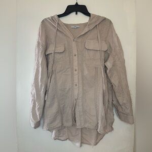 Fate Ladies S/M Dusty Rose/Taupe light button down blouse
